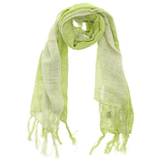 Two Tone Colour Slim Lightweight Scarf with Tassels