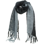 Two Tone Colour Slim Lightweight Scarf with Tassels