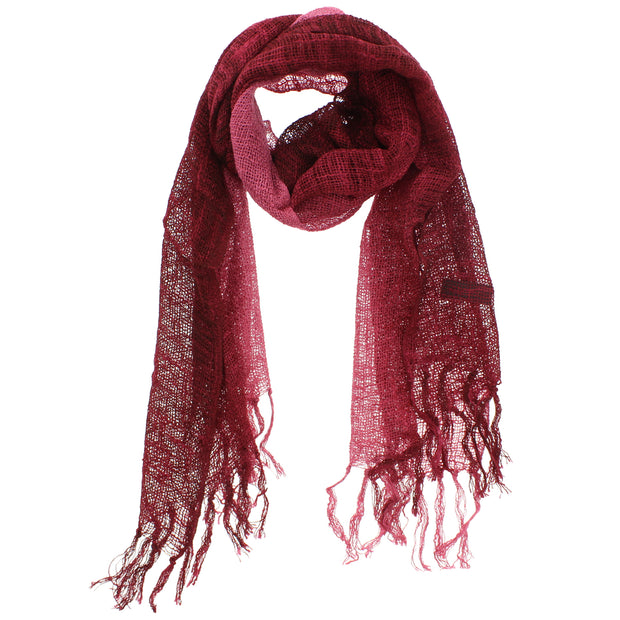 Two Tone Colour Slim Lightweight Scarf with Tassels