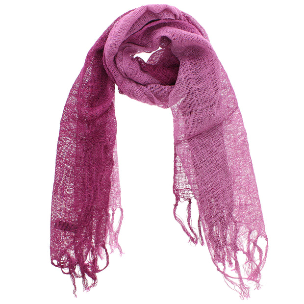 Two Tone Colour Slim Lightweight Scarf with Tassels