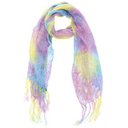 Multicolour Cotton Long Lightweight Scarf with Tassels