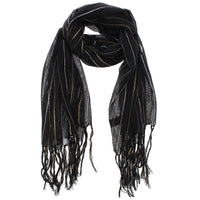 Striped Cotton Lightweight Scarf with Tassels