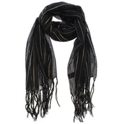 Striped Cotton Lightweight Scarf with Tassels