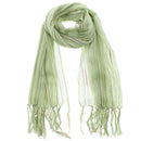 Striped Cotton Lightweight Scarf with Tassels