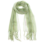 Striped Cotton Lightweight Scarf with Tassels