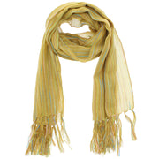 Striped Cotton Lightweight Scarf with Tassels