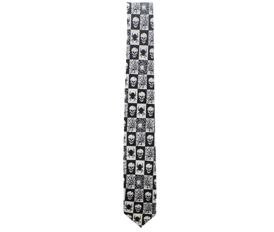 Skulls and Spiders on Checkered Tie