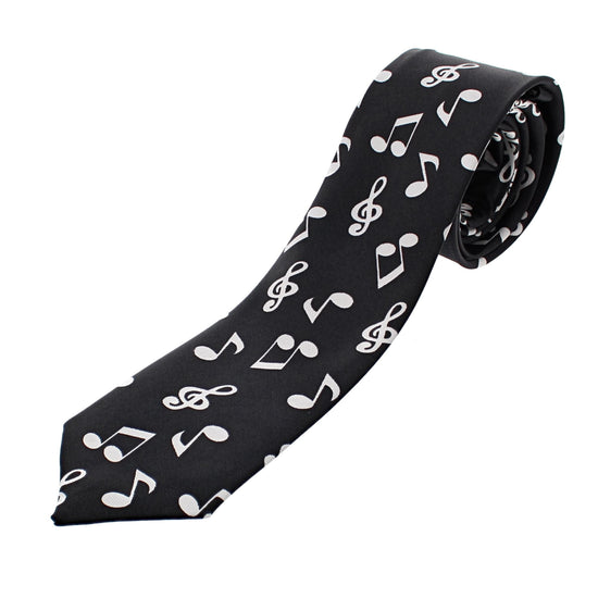 Black & White Musical Note Tie