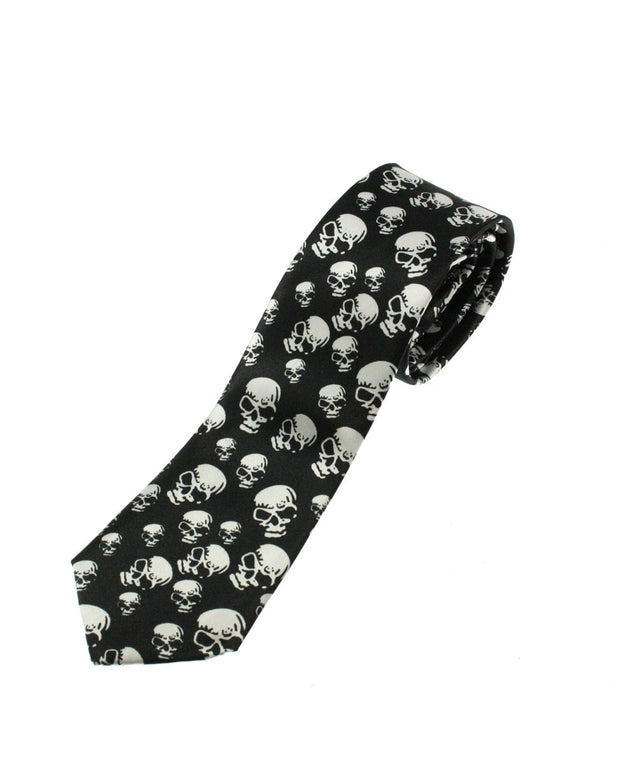 Red Skulls on Black Tie