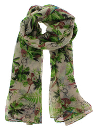 Tropical Print & Parrots Printed Scarves