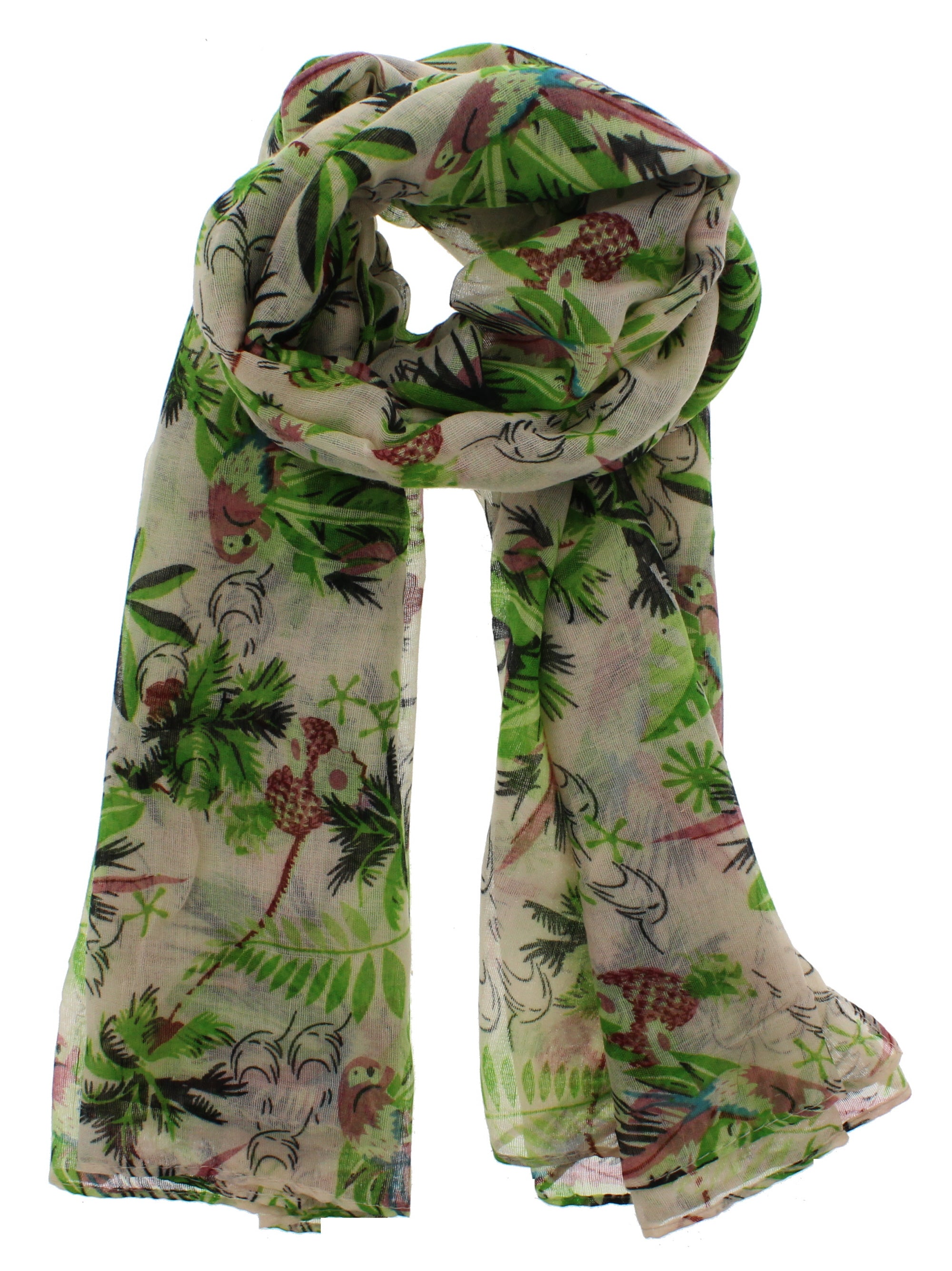 Tropical Print & Parrots Printed Scarves