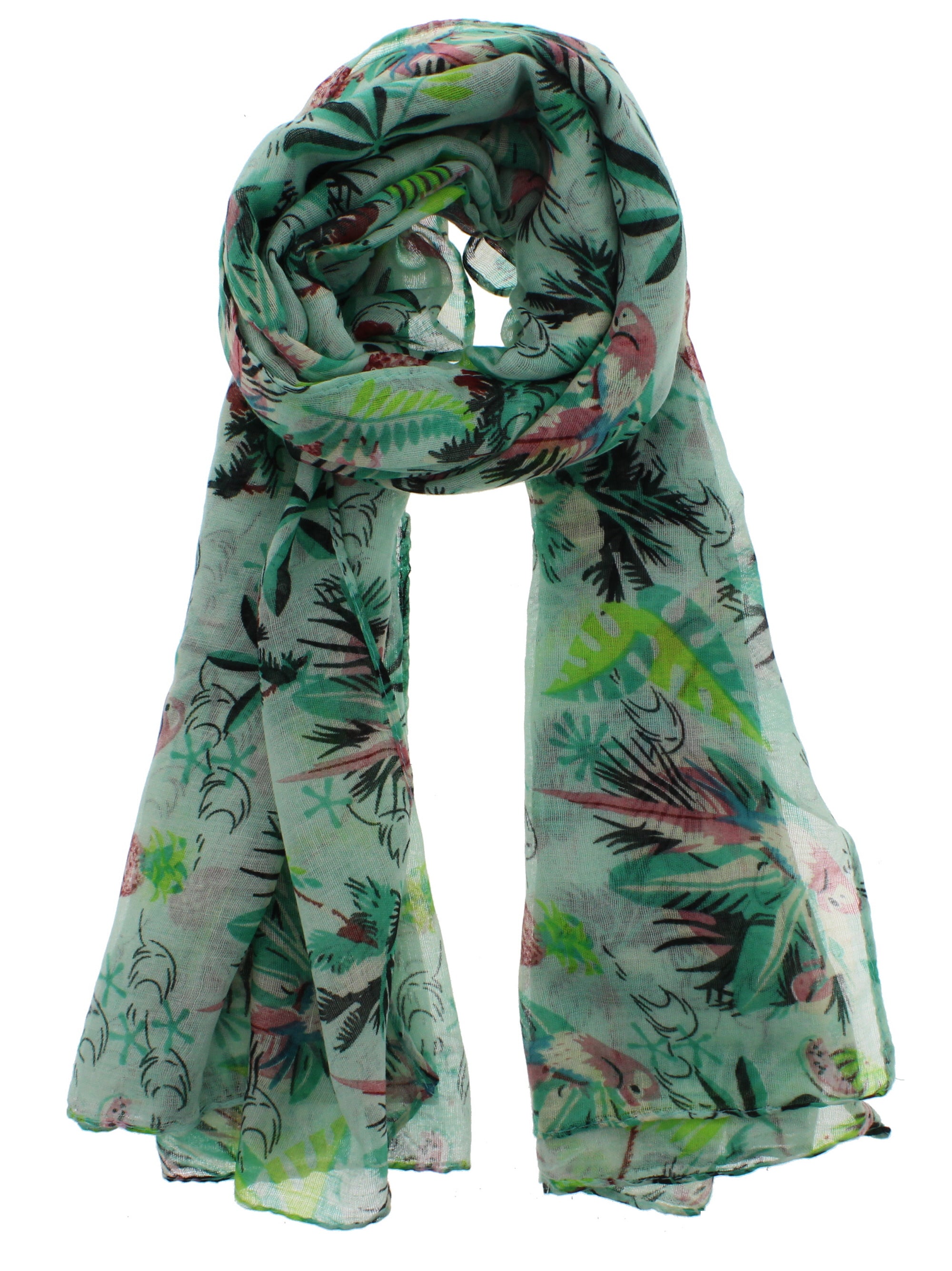 Tropical Print & Parrots Printed Scarves