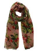 Butterfly, Cherry & Flower Print Scarf