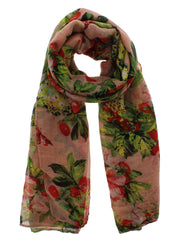 Butterfly, Cherry & Flower Print Scarf