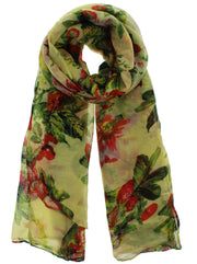 Butterfly, Cherry & Flower Print Scarf