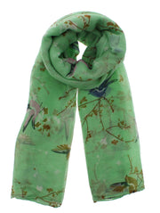 Robin & Branches Print on Coloured Scarf