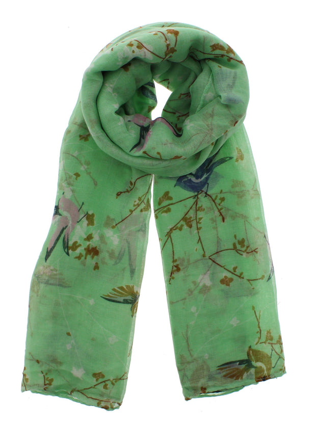 Robin & Branches Print on Coloured Scarf