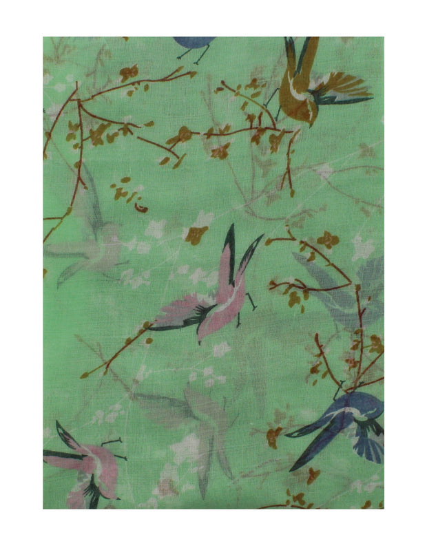 Robin & Branches Print on Coloured Scarf