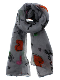 Love, Happiness, Peace & Heart Printed Scarves