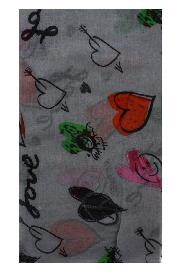 Love, Happiness, Peace & Heart Print on Scarf