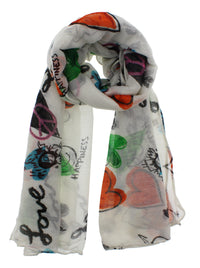Love, Happiness, Peace & Heart Printed Scarves