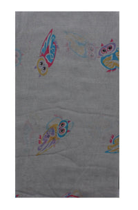 Multicolour Owl on Coloured Printed Scarves