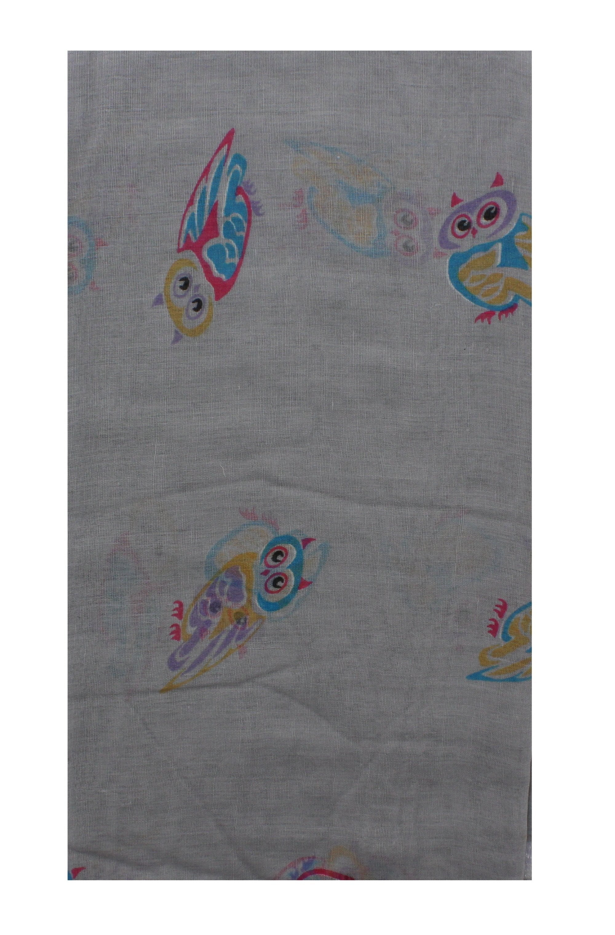 Multicolour Owl on Coloured Printed Scarves