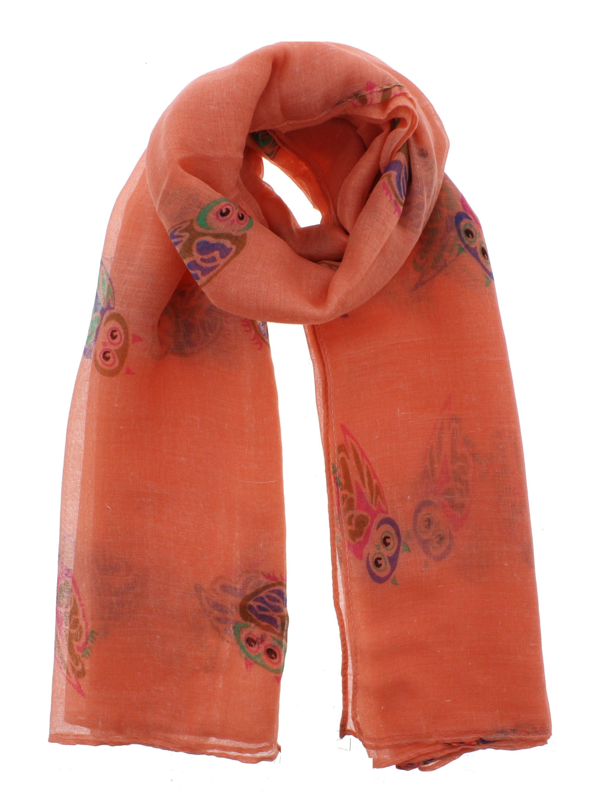 Multicolour Owl on Coloured Printed Scarves