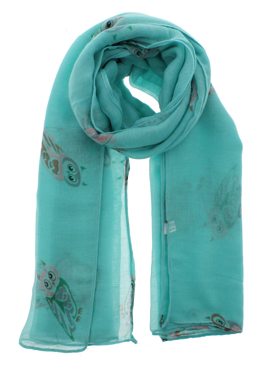 Multicolour Owl on Coloured Printed Scarves