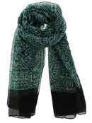 Hieroglyphic with Polka Dot Border Printed Scarves