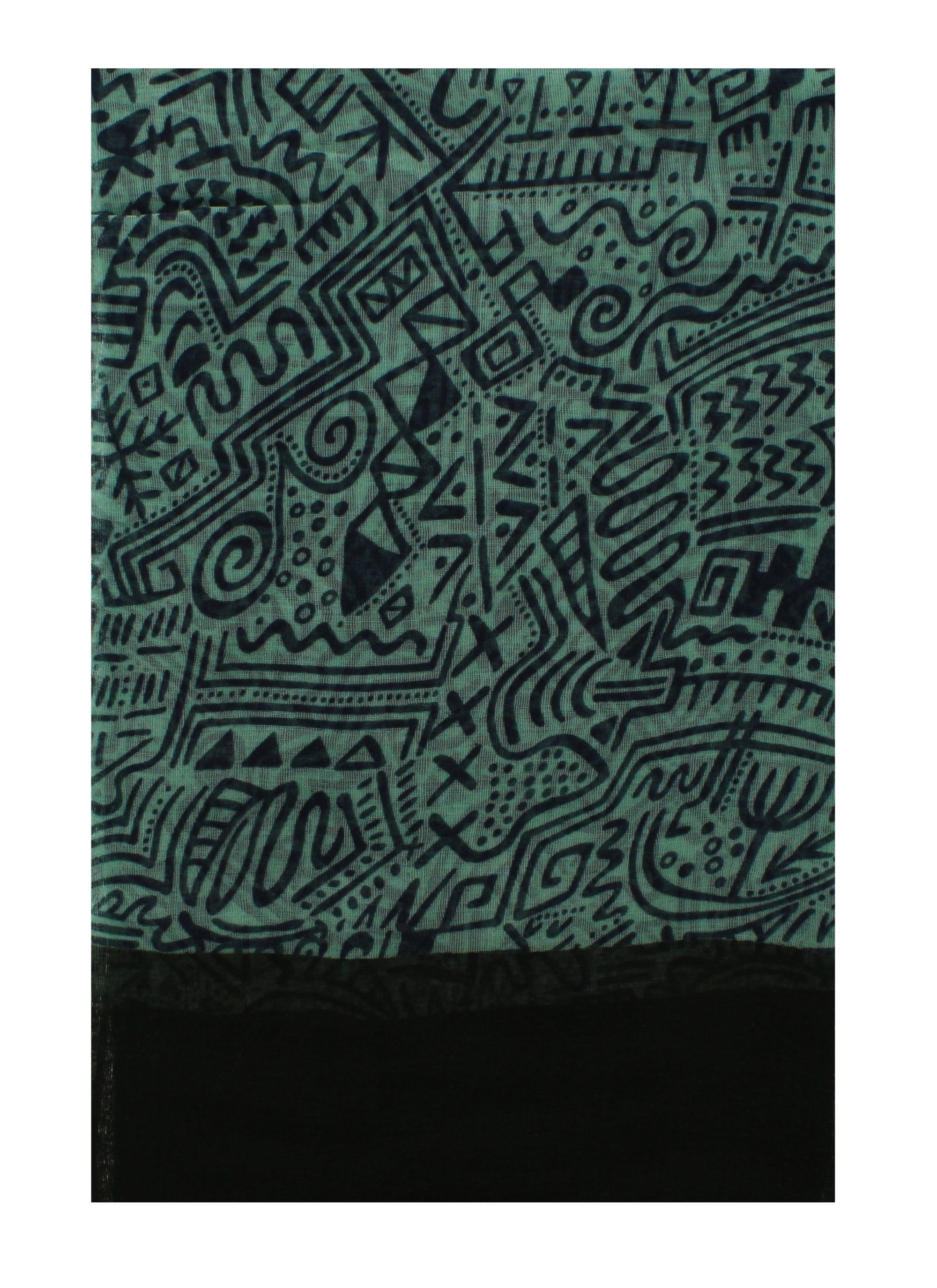 Hieroglyphic with Polka Dot Border Printed Scarves