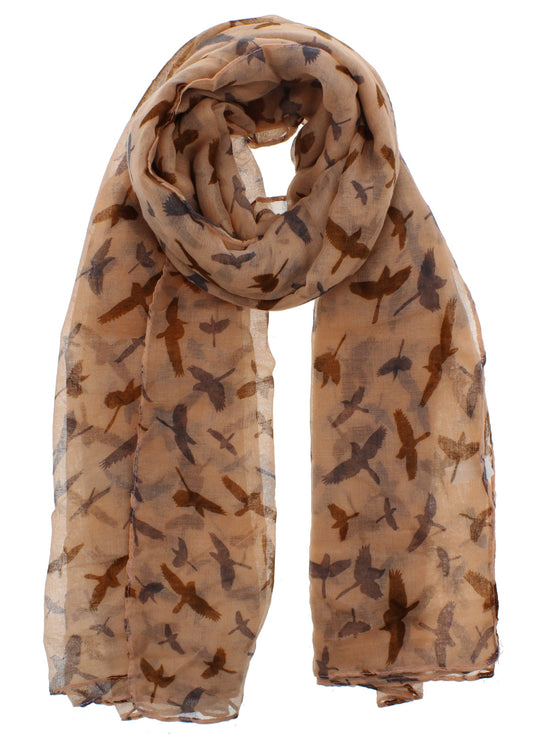 Bird on Peach Printed Scarf