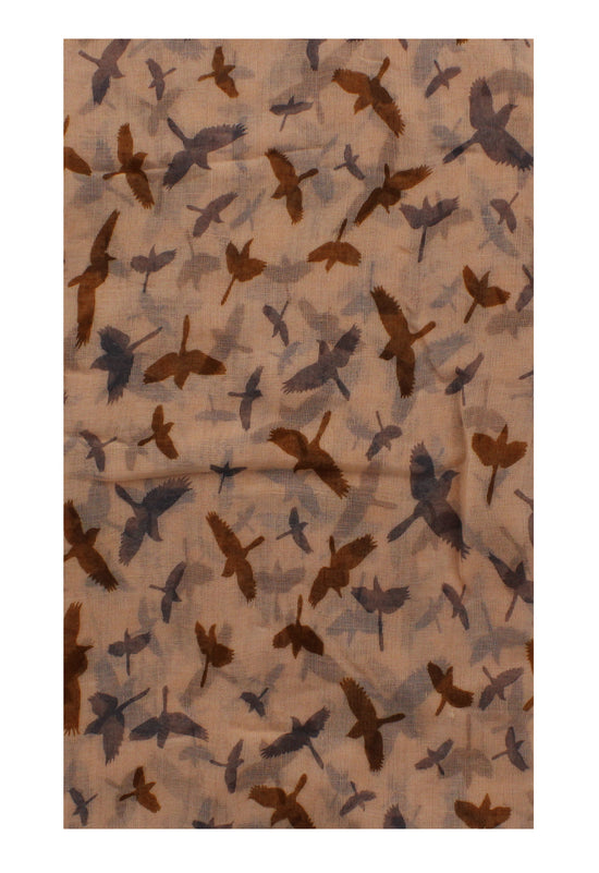 Bird on Peach Printed Scarf