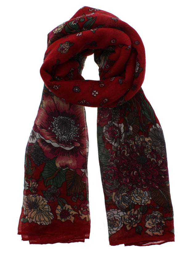 Large & Small Flower Print on Beige Scarf