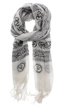Om Sign Printed Scarves with Tassels
