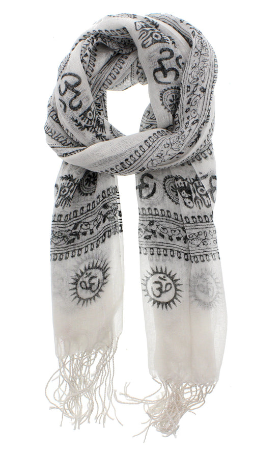 Om Sign Printed Scarves with Tassels