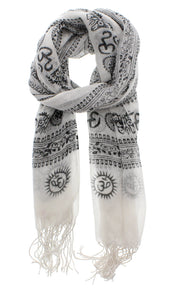 Om Sign Scarf with Tassels