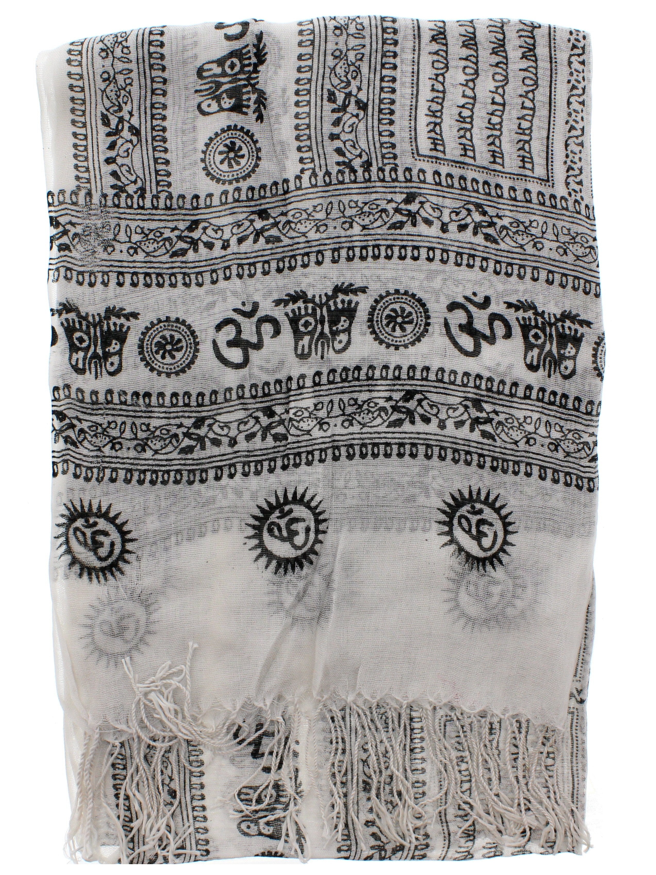 Om Sign Printed Scarves with Tassels