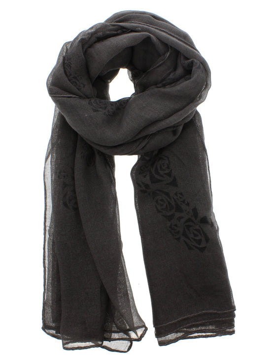 Grey Rose Cross Printed Scarf