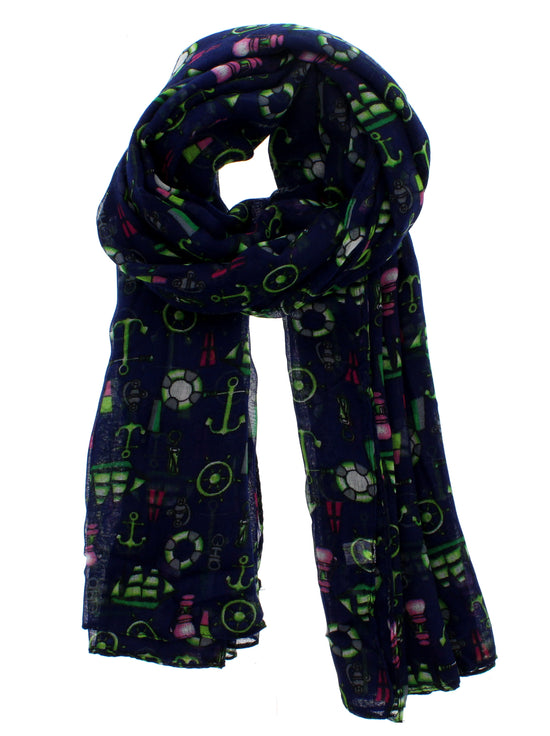 Green Nautical Printed Scarf