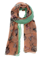 Scarf with Alice in Wonderland Style Bunny Print