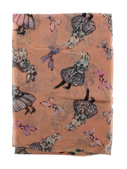 Scarf with Alice in Wonderland Style Bunny Print