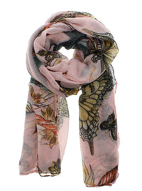 Large Butterfly & Flowers Printed Scarves