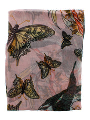 Large Butterfly & Flowers Scarf