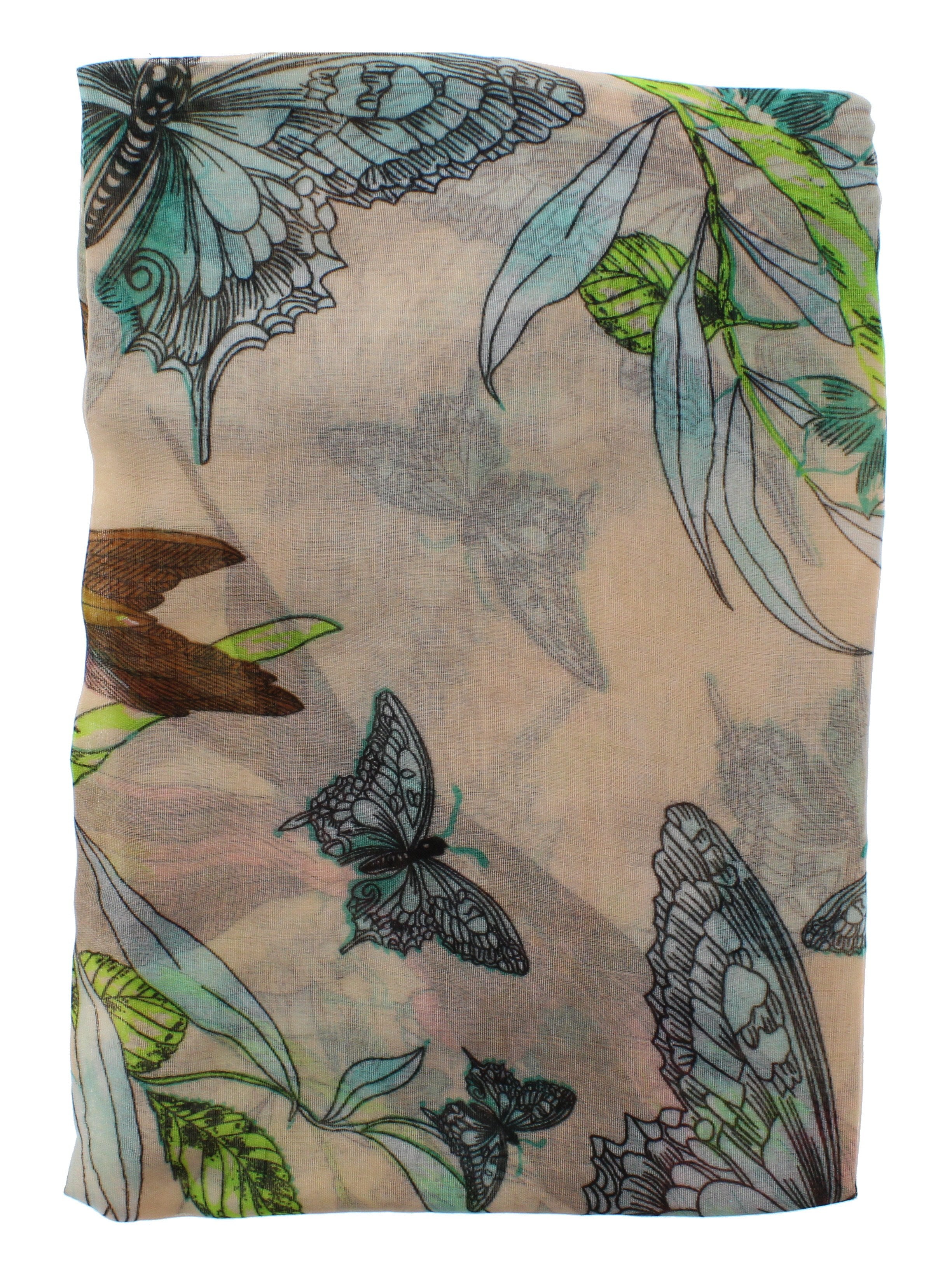 Large Butterfly & Flowers Printed Scarves