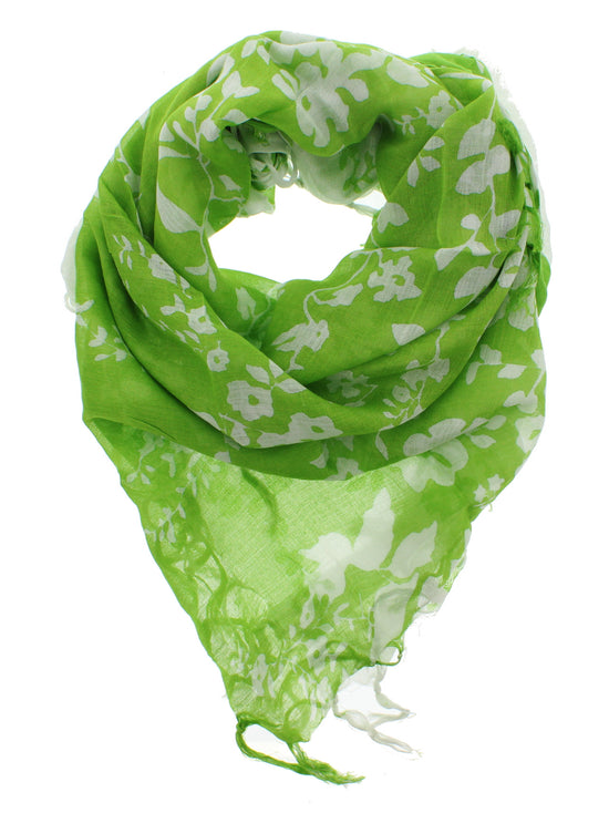 Floral Square Printed Scarves with Tassels