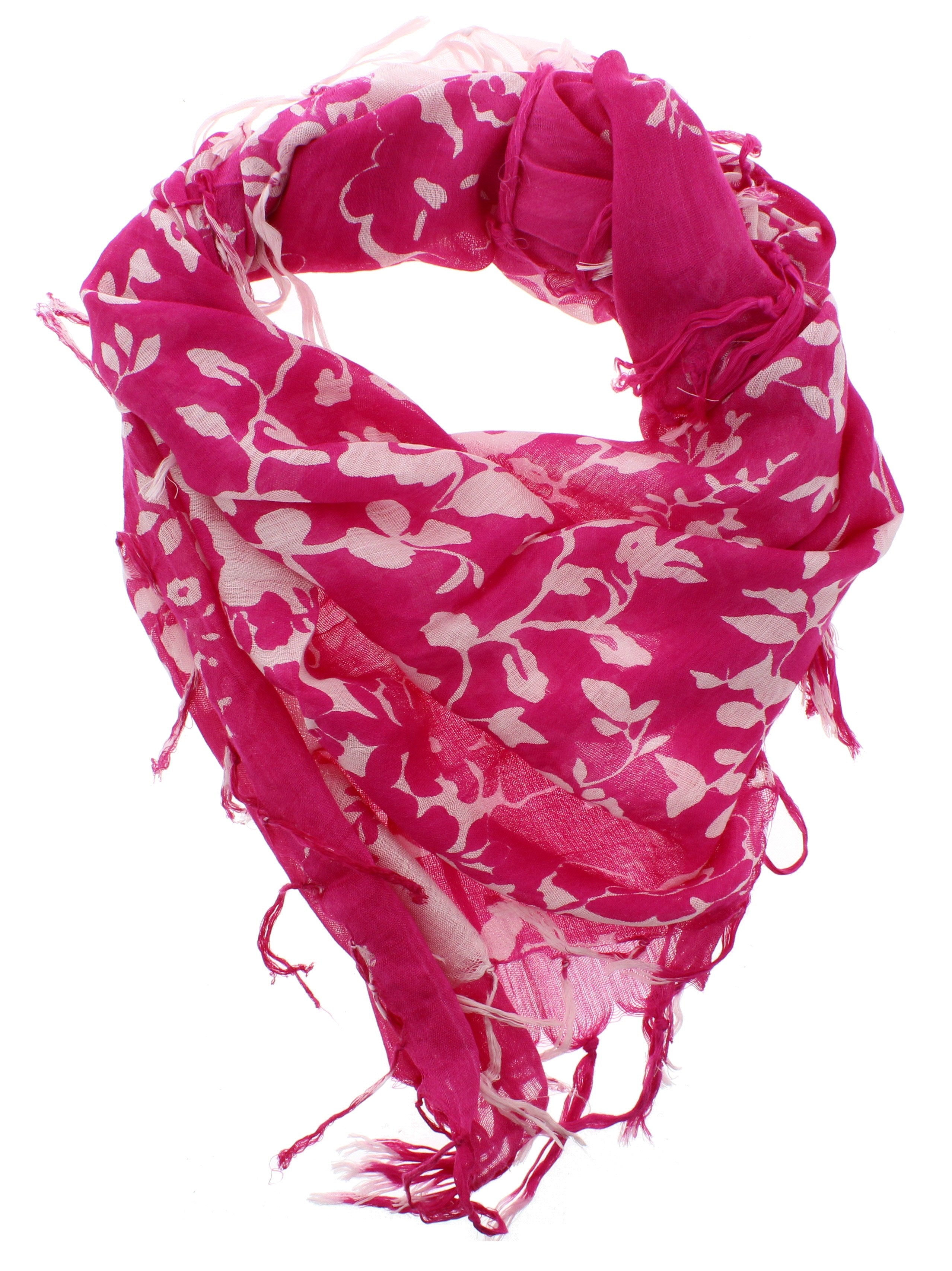Floral Square Printed Scarves with Tassels