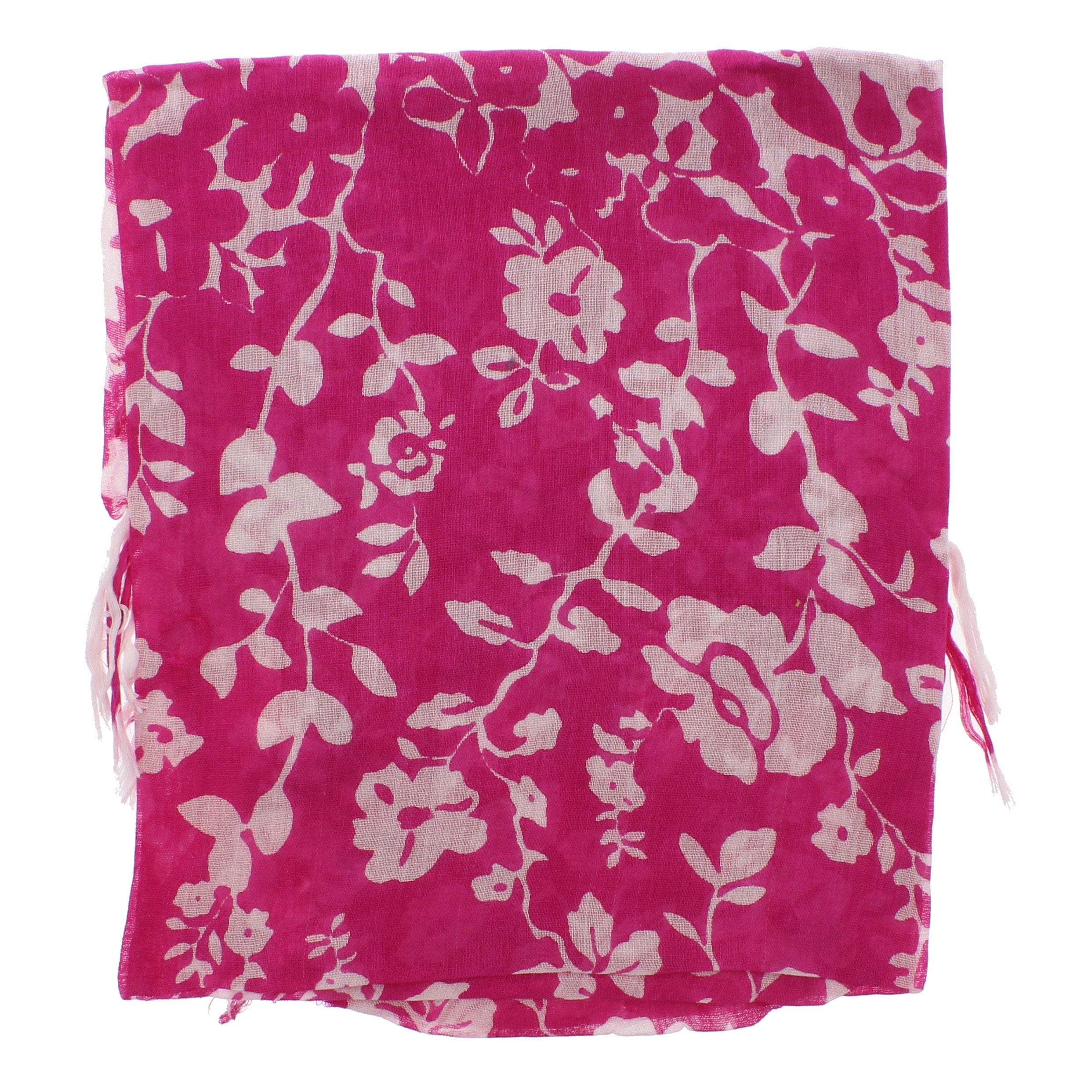 Floral Square Printed Scarves with Tassels