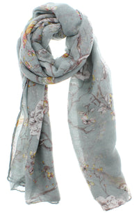 Robins, Trees & Flowers Printed Scarves
