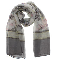 Floral Printed Scarves with Border